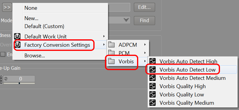 The conversion settings