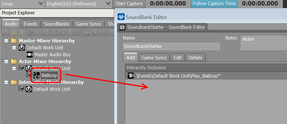 Adding the audio file to the sound bank