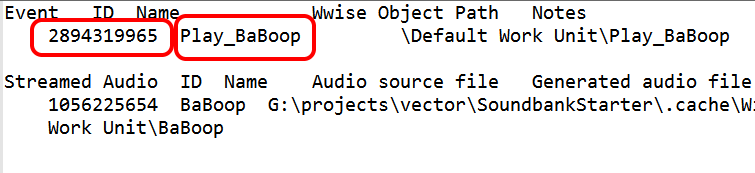 The soundbank event ids