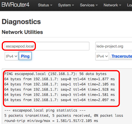 openWRT ping tool