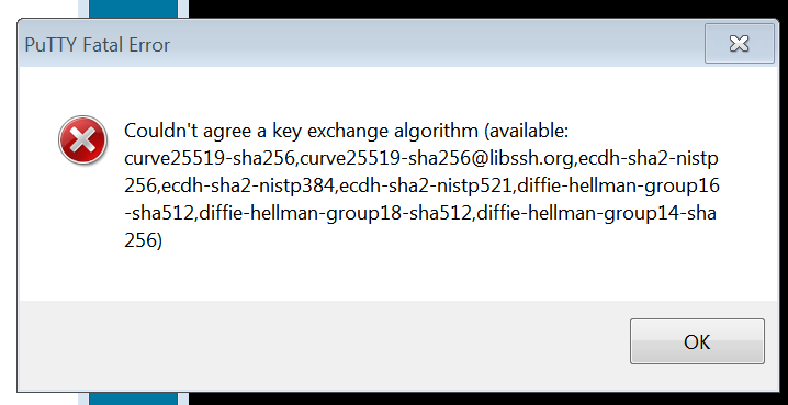Putty out of date error message